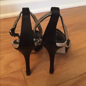 Rene Caovilla Black Satin Heels